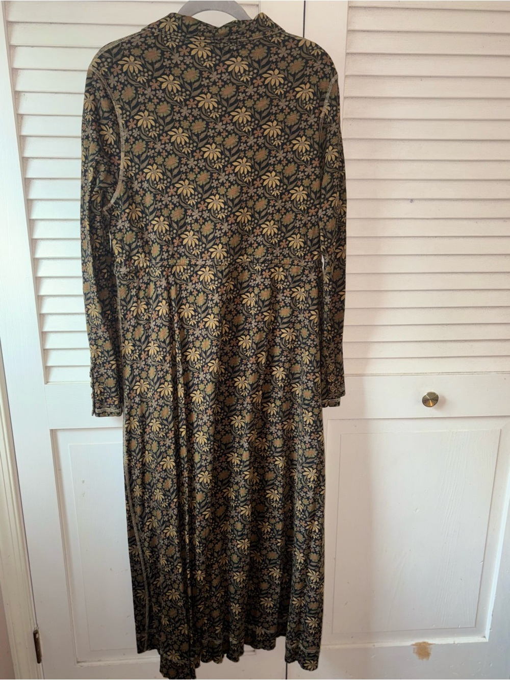 NWT Natural Life Christa Knit Cotton Maxi Dress M Black Tan Floral Boho - Picture 5 of 5
